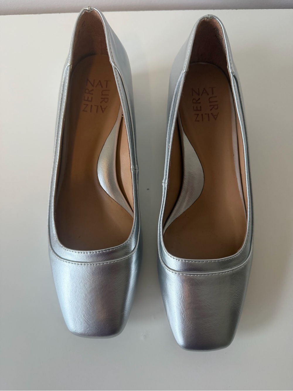 Naturalizer Metallic Silver Square-Toe Pump